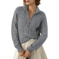 thumbnail image 1 of CAILDANL Women's Sweaters 2025 Fall Winter Quarter Zip Casual Ribbed Cable Knit Pullover, 1 of 2