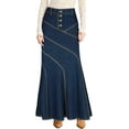 thumbnail image 1 of CAILDANL Women's Western Style Front Slit Design Wash Jean Long Denim Maxi Skirt, 1 of 2