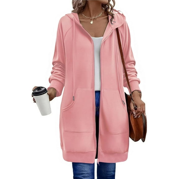 CAILDANL Women's Zip Up Hoodies Long Sleeve Long Tunic Sweatshirts Oversized Fleece Casual 2025 Fall Jacket Coat with Pocket