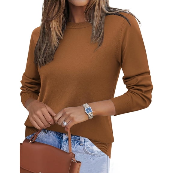 CAILDANL Womens 2025 Fall Sweaters Long Sleeve Tops Classic Crew Neck Pullover Sweaters Loose Dressy Casual Basic Clothes
