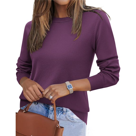 CAILDANL Womens 2025 Fall Sweaters Long Sleeve Tops Classic Crew Neck Pullover Sweaters Loose Dressy Casual Basic Clothes