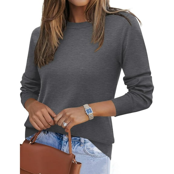 CAILDANL Womens 2025 Fall Sweaters Long Sleeve Tops Classic Crew Neck Pullover Sweaters Loose Dressy Casual Basic Clothes