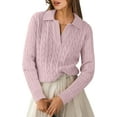 thumbnail image 1 of CAILDANL Womens Cable Knit Sweaters Long Sleeve V Neck Sweater Tops Casual Pullover Polo Shirts 2025 Fall Fashion Outfits, 1 of 2