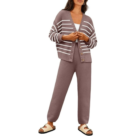 CAILDANL Womens Cardigan Pants Sets 2 Piece Slouchy Sweater Loungewear