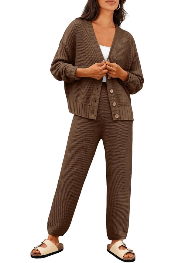 Womens Cardigan Pants Sets 2 Piece Slouchy Sweater Loungewear