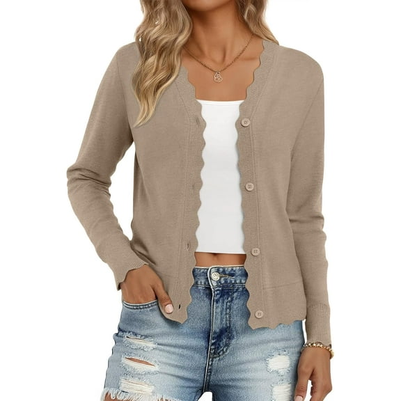 CAILDANL Womens Cardigan Sweaters Long Sleeve Casual Lightweight Button Down V-Neck Fall Clothes 2025