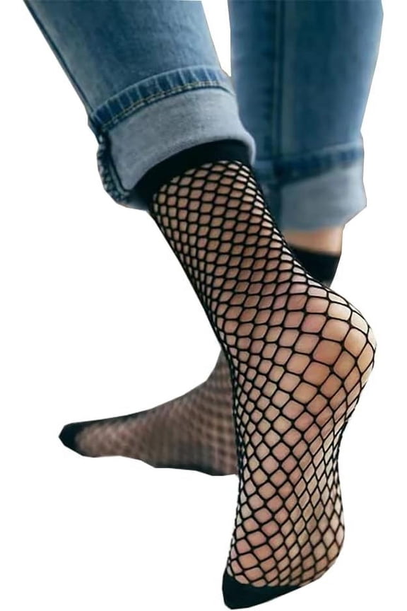 Womens Fishnet Socks Short Ankle Sock High Mesh Fishnet Hosiery 5 Pack/10 Pack