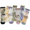 thumbnail image 1 of CAILDANL Womens Floral Sheer Socks Summer Thin Mesh Ankle Transparent Crystal Glass Silk Socks Cottagecore Elastic See Through Sock, 1 of 7