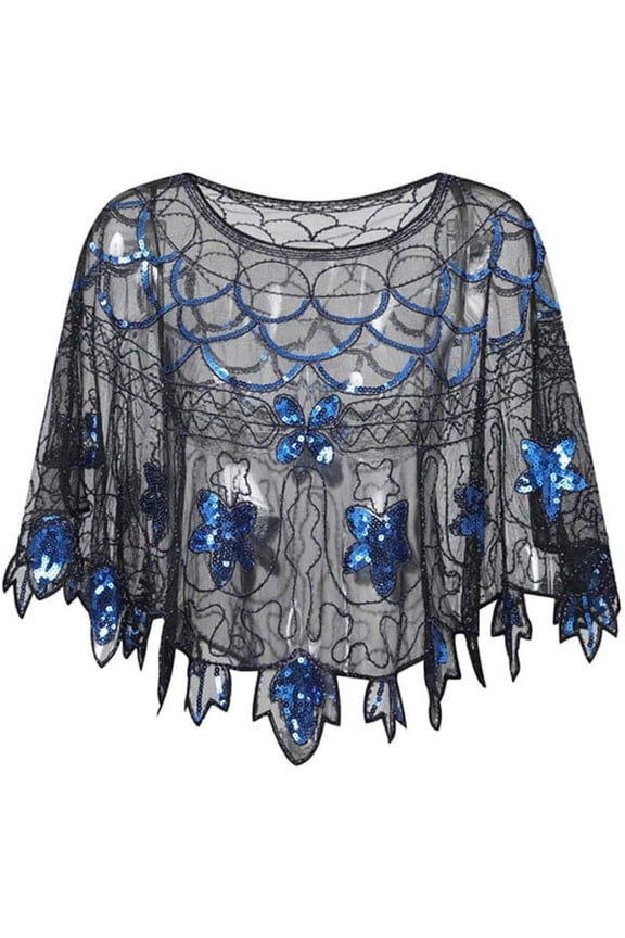 Womens Gatsby 1920s Shawl Wraps Beaded Sequin Evening Cape Bridal Shawl Capelet Flapper Bolero Cover Up