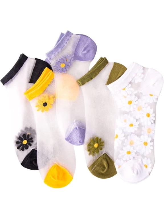 Womens Girls Sheer Socks Lace Mesh Ankle Socks Transparent See Through Short Sock Ultra Thin Nylon Summer Sock