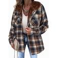 thumbnail image 1 of CAILDANL Womens Plaid Shacket Jacket Long Sleeve Fleece Hooded Jackets Fall Winter Warm Coat S-2XL, 1 of 2