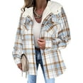 thumbnail image 1 of CAILDANL Womens Plaid Shacket Jacket Long Sleeve Fleece Hooded Jackets Fall Winter Warm Coat S-2XL, 1 of 2