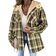 thumbnail image 1 of CAILDANL Womens Plaid Shacket Jacket Long Sleeve Fleece Hooded Jackets Fall Winter Warm Coat S-2XL, 1 of 2
