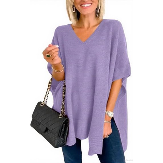 CAILDANL Womens Poncho Sweater Women V Neck Ponchos and Wraps Batwing Sleeveless Shawl Pullover Sweaters Women's Clothing