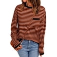 thumbnail image 1 of CAILDANL Womens Striped Soft Knit Pullover Sweater Loose Fit Shirts with Chest Pocket, 1 of 2