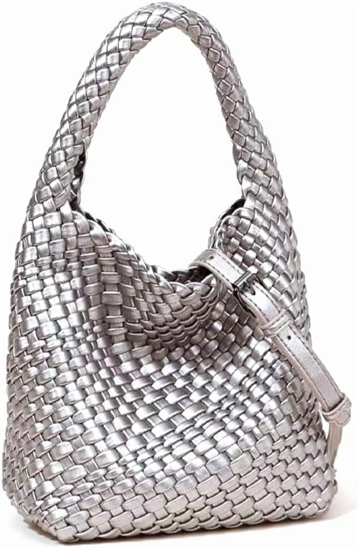 CAILDANL Woven Leather Bags for Women Knoted Women Handbag Designer Shoulder Bucket Purse Handmade Fashion Tote Hobo Bag Small