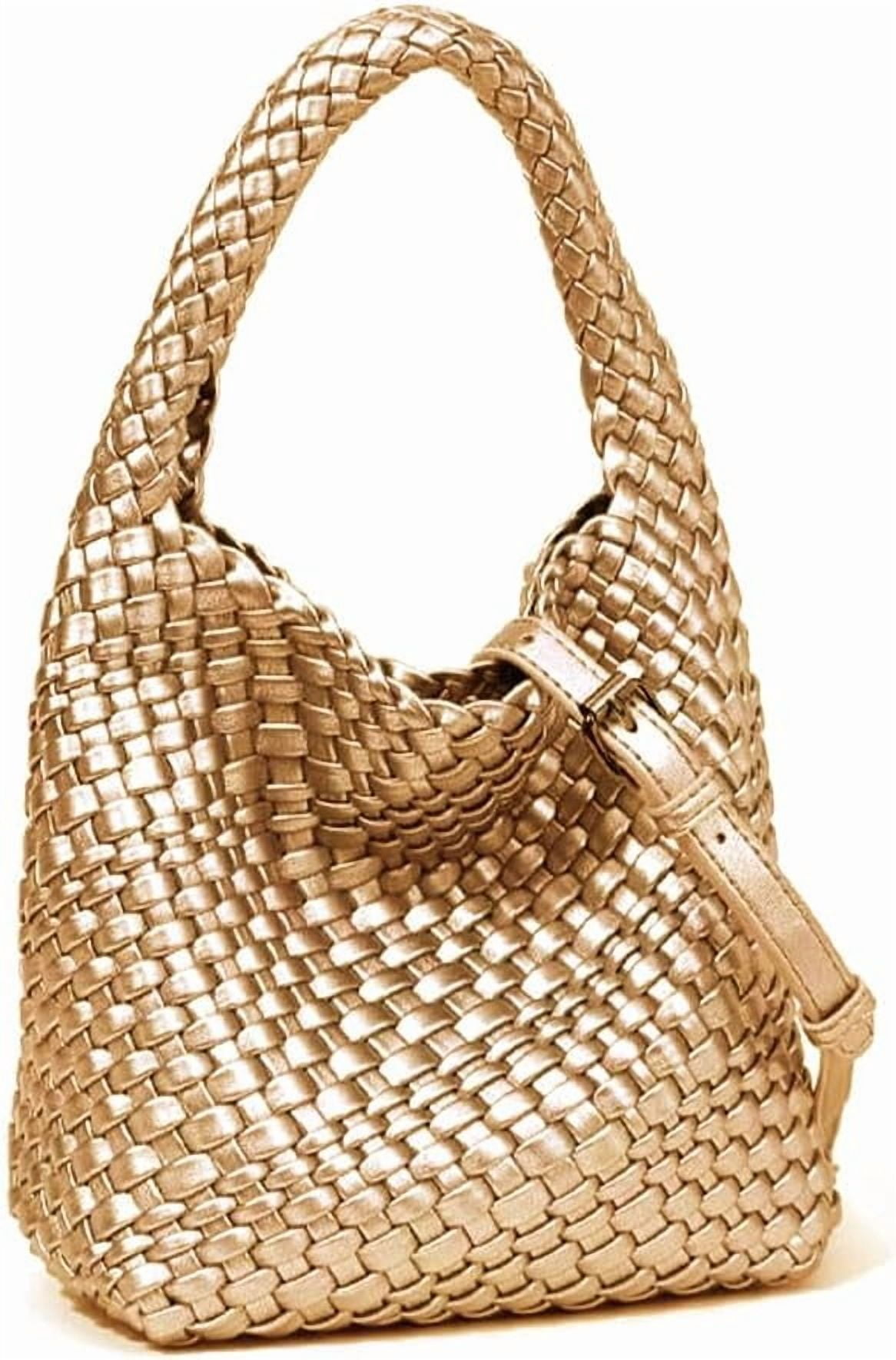CAILDANL Woven Leather Bags for Women Knoted Women Handbag Designer Shoulder Bucket Purse Handmade Fashion Tote Hobo Bag Small