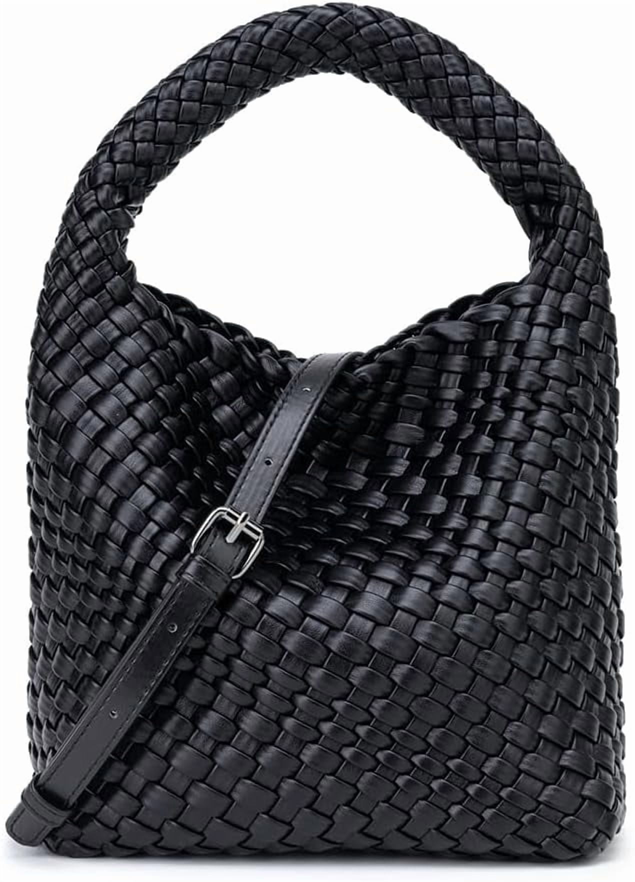 CAILDANL Woven Leather Bags for Women Knoted Women Handbag Designer Shoulder Bucket Purse Handmade Fashion Tote Hobo Bag Small