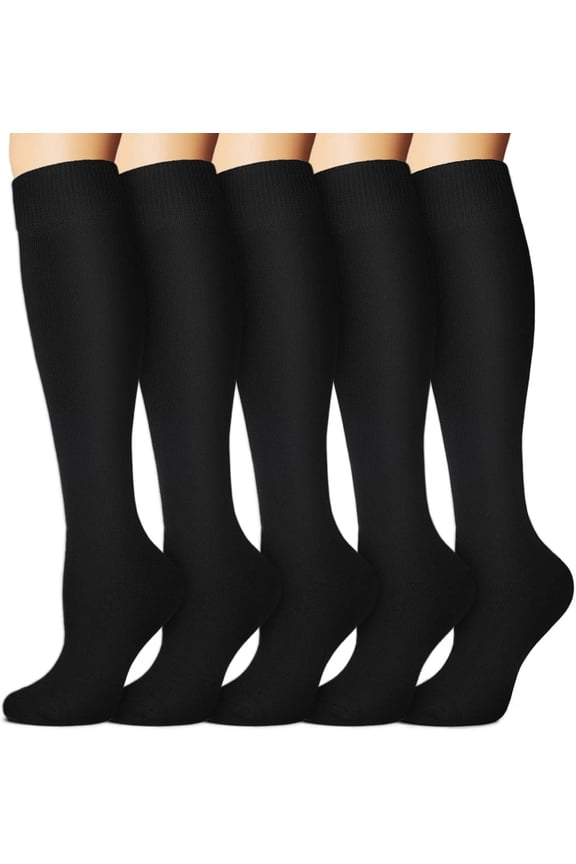 fleece 5 Pairs Warm Knee High Socks for Women-Thermal Cotton Socks for Hiking,Work,Winter,Gifts