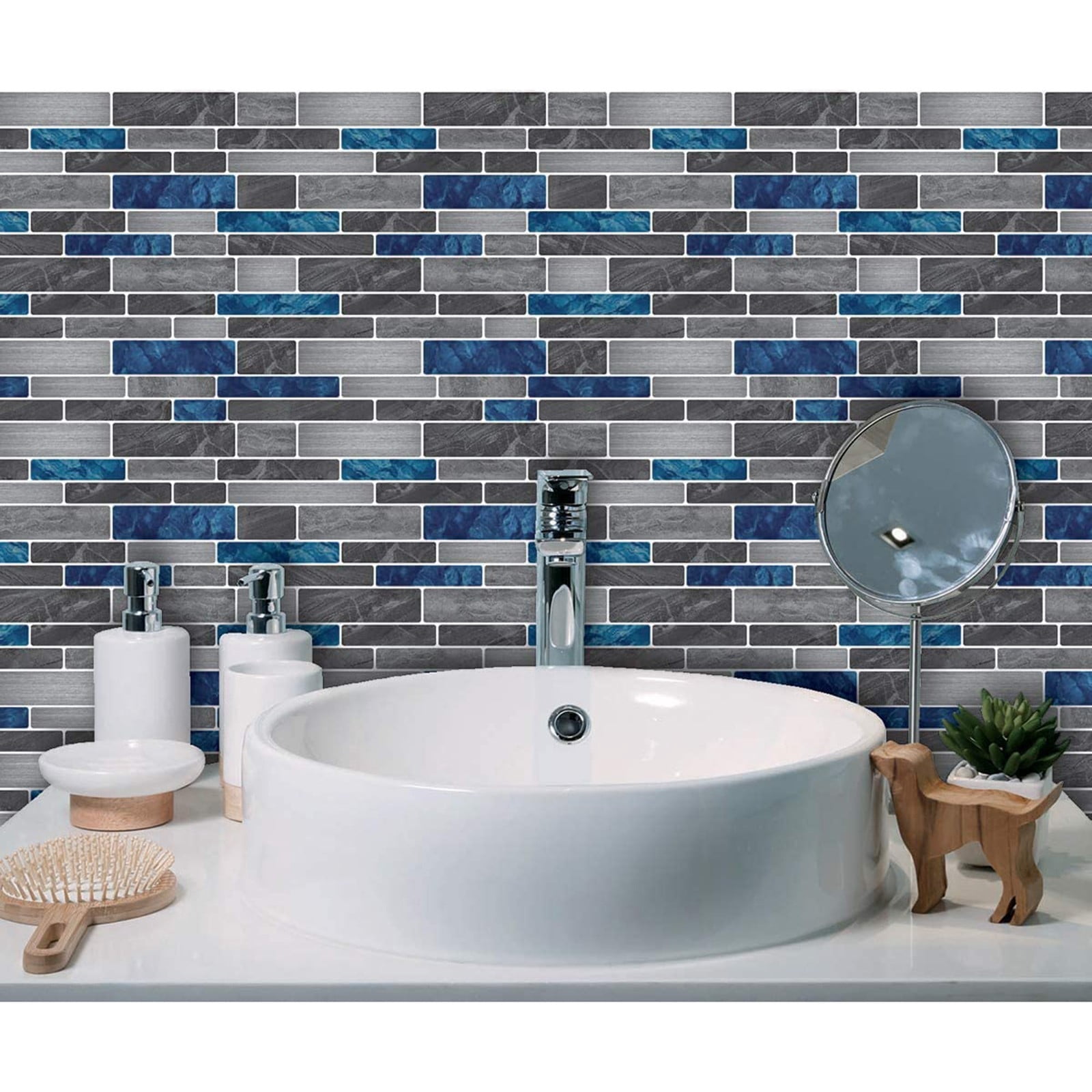 CAIMYY Peel And Stick 3D Wall Panels 12X12 Inch Self-Adhesive Crystal Tile Stickers Waterproof Pvc Marble Backsplash For Kitchen Bathroom Renovation