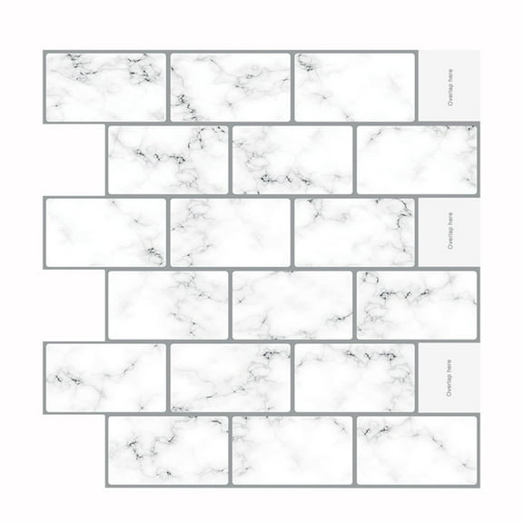 CAIMYY 10-Pack Peel And Stick 3D Wall Panels 12X12 Inch Self-Adhesive Crystal Tile Stickers Waterproof Pvc Marble Backsplash For Kitchen Bathroom Renovation