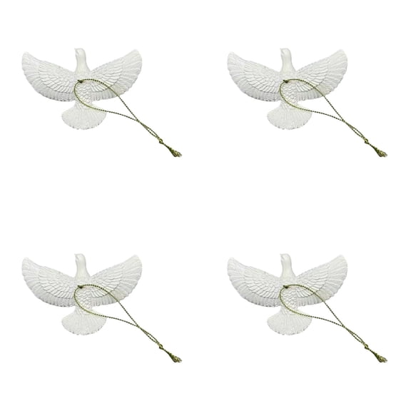 CAIMYY 4 Pair White Dove Christmas Ornaments Set Handcrafted Love Unity Hanging Decor Gift For Holiday Thanksgiving