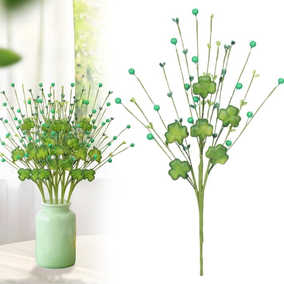 CAIMYY Artificial St Patrick'S Day Berry Picks Green Festive Floral Stems For Diy Holiday Decorations Wreaths Centerpieces