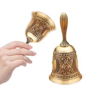 CAIMYY Floral Pattern Hand Bell for Home School Church Restaurant - Loud Clear Sound Call Bell Service Bell Game Bell with Electroplated Finish Durable Alloy Musical Instrument