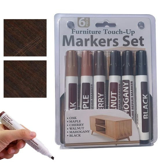 CAIMYY Furniture Touch Up Pen Set Of 6 Colors, Scratch Repair Marker For Floor And Wood, Odorless Paint Pens For Home Diy Repair And Improvement