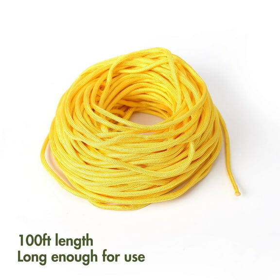 CAIMYY Heavy Duty Yellow Paracord - 100FT 550lbs All-Purpose Rope for Emergency, Flag Pole, Hiking & DIY Projects, Durable Polyester Material