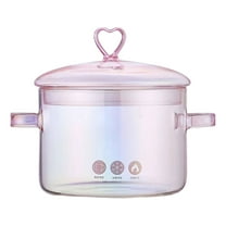 CAIMYY High Borosilicate Glass Pot Transparent Soup Stew Cookware Double Handle Heat Resistant For Induction Gas Stove Broth Tea Baby Food Small Meals