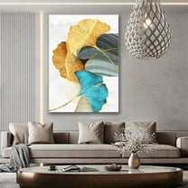 CAIMYY Modern Abstract Canvas Wall Art with Gold Leaf - Blue Green Watercolor Painting for Living Room, Bedroom, Office Decor, Ready to Hang Unframed Statement Piece