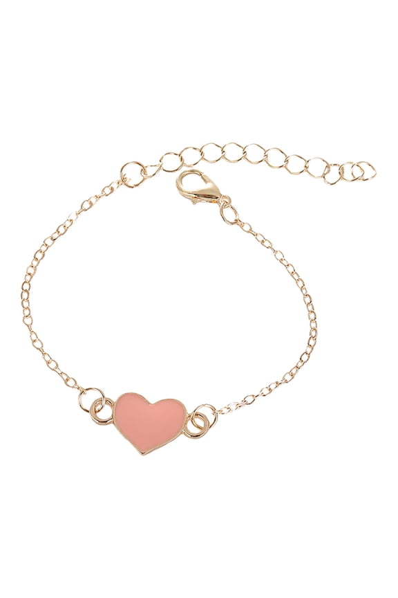 Peach Heart Oil Drip Bracelet Trio Set Dainty Adjustable Bracelets For Women Soft Tone Minimalist Jewelry Fresh Fashion Gift