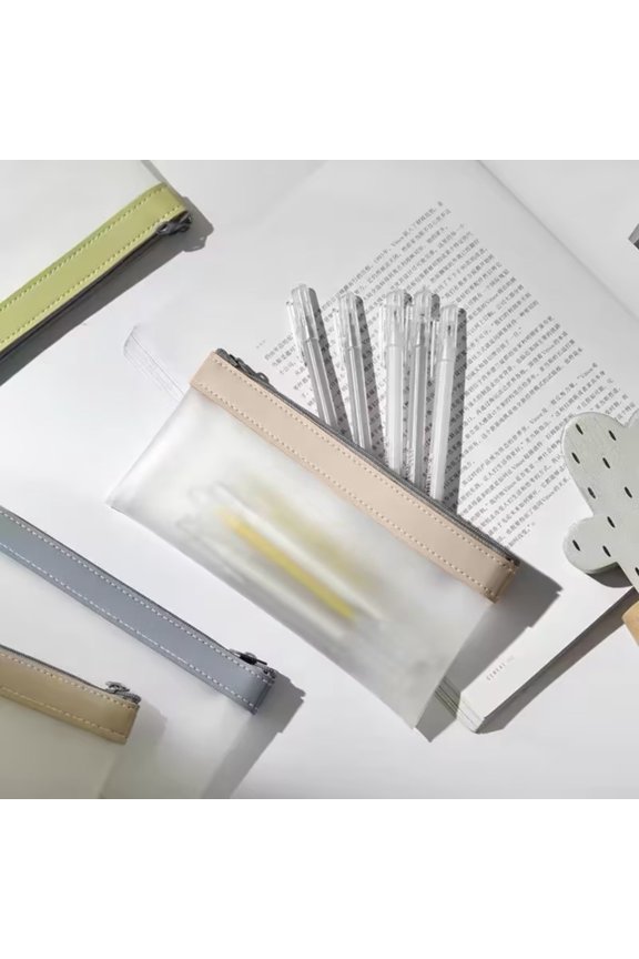 Pencil Case Zipper Pouch Clear Tpu Pencil Bag For Office Desk Accessories Waterproof Cosmetic Pouch Makeup Bag Travel Case White