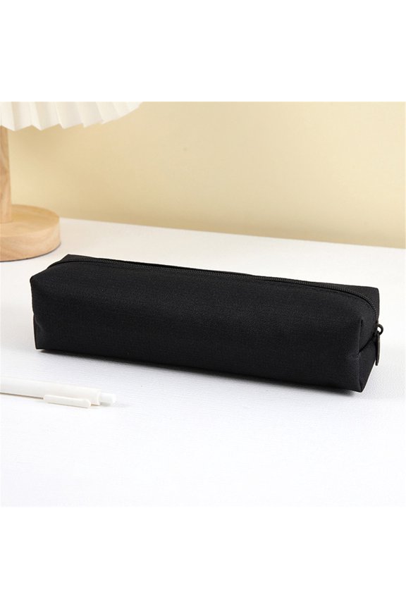 Pencil Pen Case Organizer Box Large Capacity Multi-Compartment Pouch Holder Zipper For Office College Black
