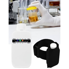 CAIMYY Portable Temperature Test Kit with Color Changing Strips - 2 Translucent Travel Bottles & 10 Adhesive Thermometers for Home, Lab, School, 32-38C Monitoring, Lightweight Leak-Proof Design
