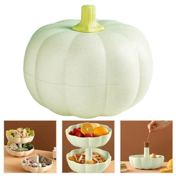 CAIMYY Pumpkin Shaped Snack Holder - Stackable Food Storage Container with Toothpick Organizer - Seasonal Party Serving Platter for Halloween Fall Harvest Thanksgiving Festive Gatherings