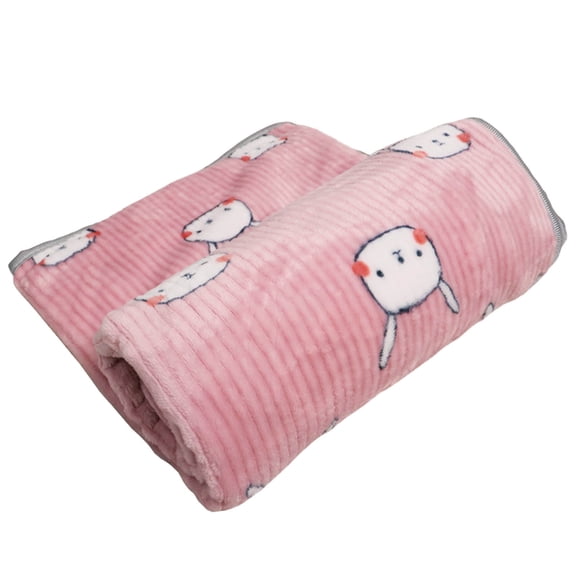 CAIMYY Soft Cute Cartoon Print Pet Blanket For Small Dogs Cats, Plush Flannel Fleece Warm Mat Pad, Machine Washable Lightweight Travel Bed Sofa Cover, Rabbit Pink M