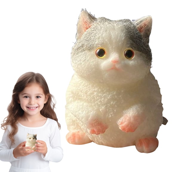 CAIMYY Stress Relief Cat Toy Cute Blue White Kitty Squishy Toy Soft Rubber Plushie For Cat Fun Small Pet Stress Reliever Squeeze Toy 2026 New