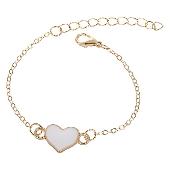 CAIMYY Three Color Heart Oil Drip Bracelet Dainty Cute Adjustable Charm Bangle Minimalist Soft Tone Stacking Jewelry Gift For Women