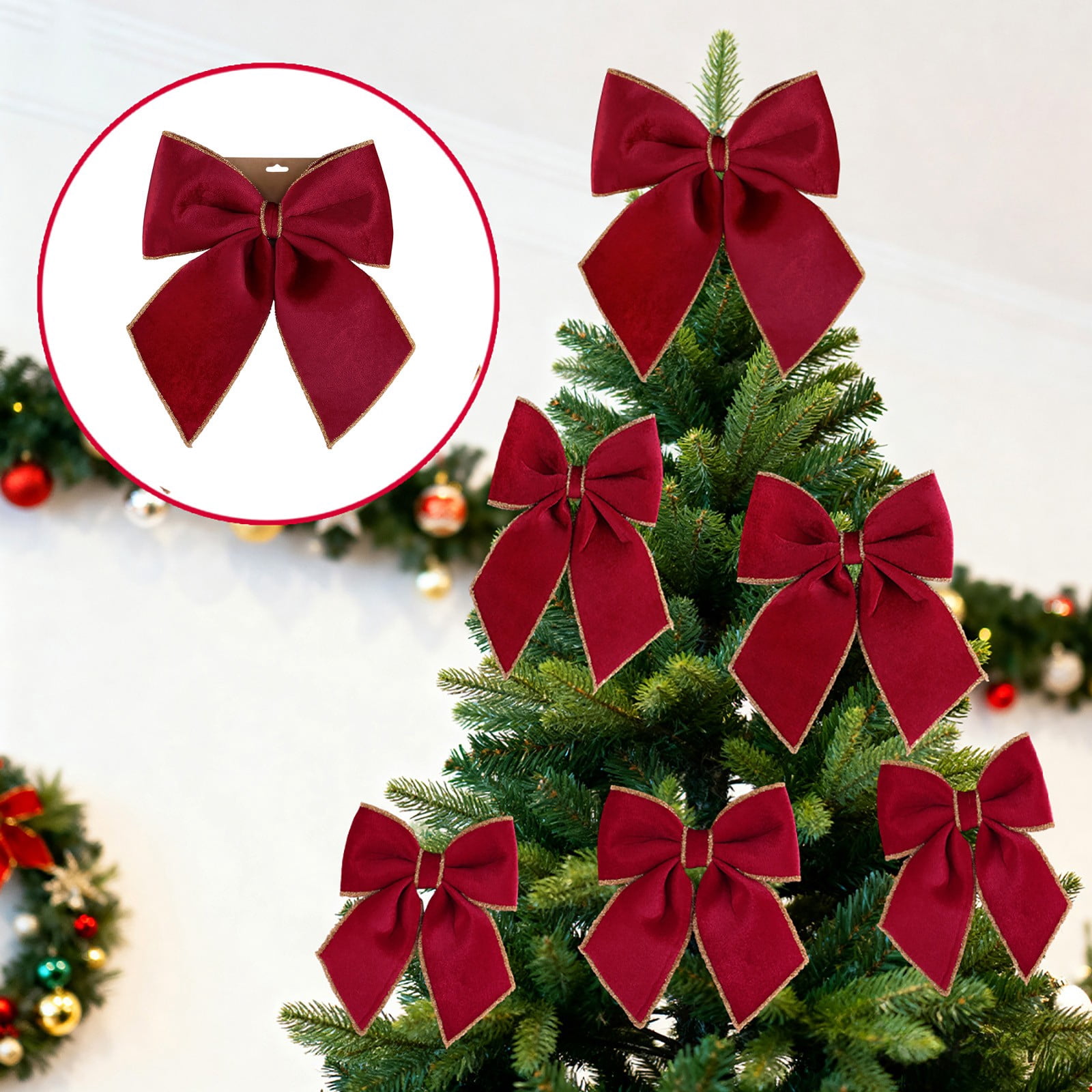 CAIMYY Velvet Christmas Bows Set of 3 Sizes for Wreath Tree Topper ...