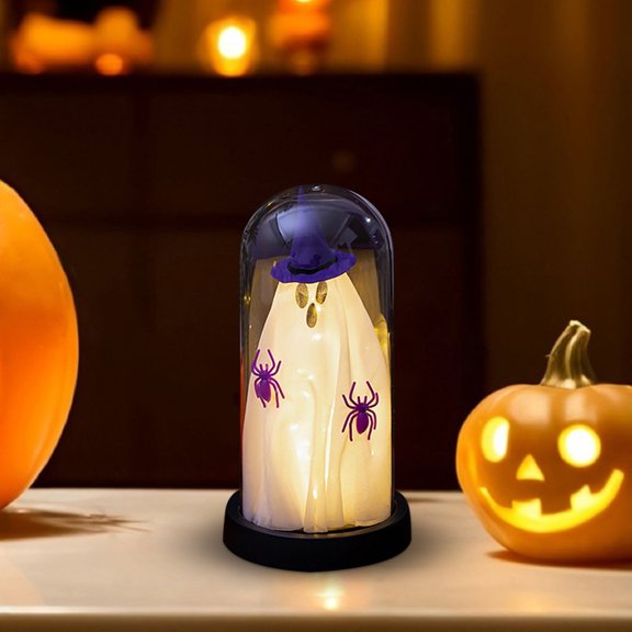 CAIMYY Witch Hat Halloween Decor - Color Changing LED Ghost Figurine - Hauntingly Cute Mantel Display - Safe Flameless Candles Alternative - Indoor Outdoor Holiday Decorations