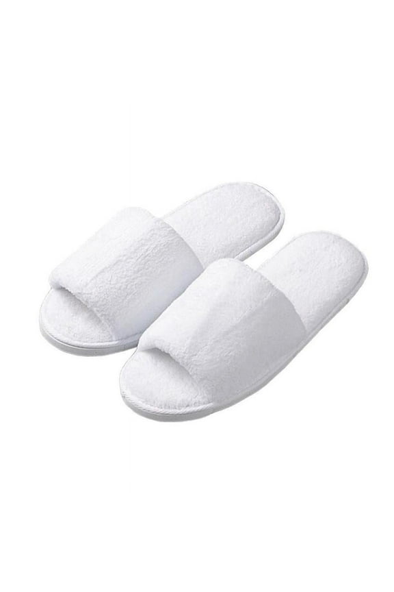 Unisex Hotel Disposable Open Toe Slippers, Velvet & EVA, White, Size 27CM