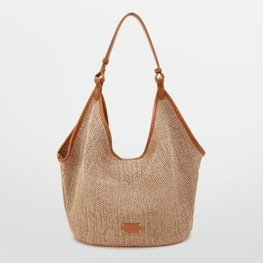 CAITINA CN5034 Woven Tote Bag Large Crecent Bag Hobo Handbag for Summer Beach Vacation Bag