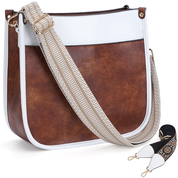 CAITINA Crossbody Bag Women Vegan Leather Hobo Handbag Trendy Crossbody Shoulder Bag Purses for Women with 2 Adjustable Straps