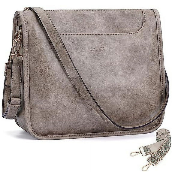 CAITINA Crossbody Bags for Women Trendy, 2PCS Removable Adjustable Strap Leather Crossbody Bags