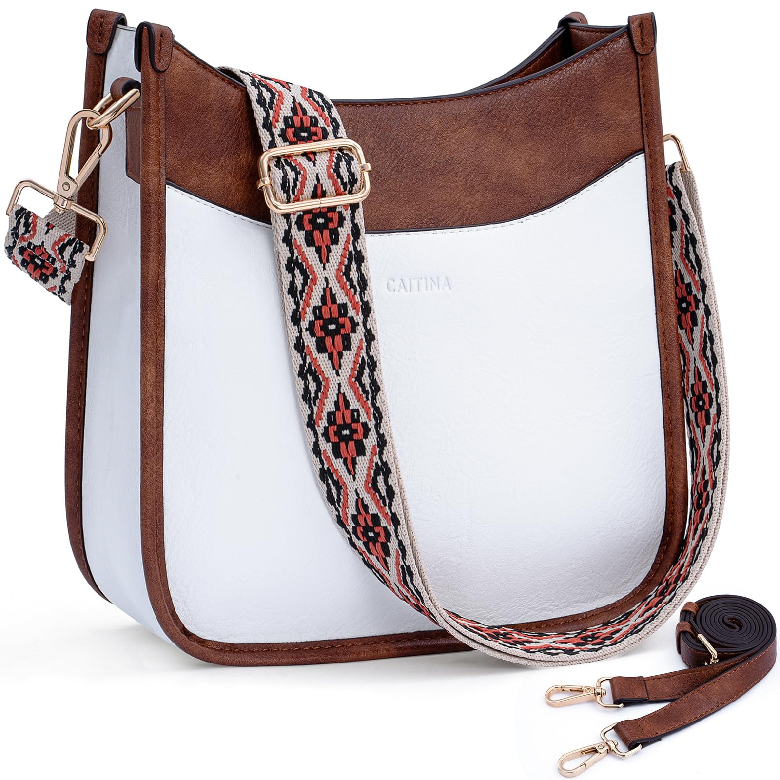 CAITINA Women's Shoulder Handbags Fashion Vegan Leather Crossbody Bag