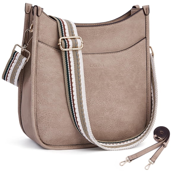 CAITINA Women's Shoulder Handbags Fashion Vegan Leather Crossbody Bag Shoulder Bag with 2PCS Adjustable Strap