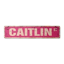 CAITLIN Vintage Aluminum Street Sign Childrens Name Room Metal Sign rustic metal tin | Indoor/Outdoor | 24" Wide