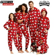 CAITZR Christmas Family Matching Christmas Pajamas Set Fleece One Piece Zipper Hooded Jumpsuit Sleepwear Holiday Pajamas